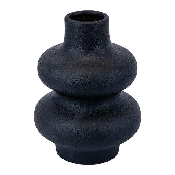 REGALWOVEN Ceramic Vase for Flowers, Modern Ripple Textured Decorative Vase , Matte Round Flower Vase for Centerpiece Black 4.7"L x 4.7"W x 6"H