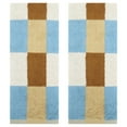 thumbnail image 1 of REGALWOVEN Checkered Cotton Hand Towels for Bathroom, Soft Absorbent Bathroom Hand Towel Set, Spa, Hotel, Kitchen Beige Brown 2-Piece, 1 of 5