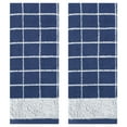 thumbnail image 1 of REGALWOVEN Checkered Hand Towels for Bathroom, Soft Pure Cotton Hand Towels, Farmhouse Home Decorative Towels Blue 2-Piece, 1 of 5