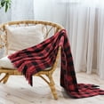 thumbnail image 1 of REGALWOVEN Chenille Throw Blankets with Fringe Tassel, Plaid Velvety Soft Throws  for Couch Sofa Chair Bed Living Room Black and Madder Throw, 1 of 8