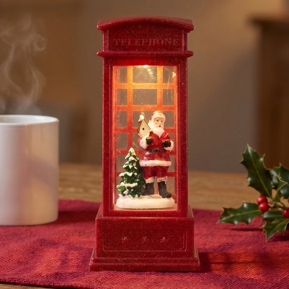 REGALWOVEN Christmas Light Up Crystal Ball - Mini LED Glitter Lantern Decorative Sphere Orb, Festive Decor Red Style D 2"L x 2"W x 5.1"H