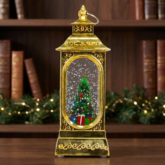 REGALWOVEN Christmas Light Up Crystal Ball - Mini LED Glitter Lantern Decorative Sphere Orb, Festive Decor Yellow 2"L x 2"W x 5.1"H