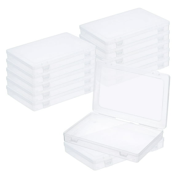 REGALWOVEN Clear Storage Box with Hinged Lid, Plastic Stackable Organizer 12