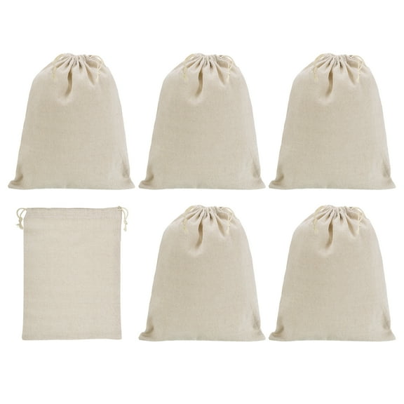 REGALWOVEN Coin Sacks Bag, Bank Deposit Change Bags with Drawstring Beige 12"x8"