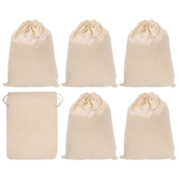 REGALWOVEN Coin Sacks Bag, Bank Deposit Change Transit Bags with Drawstring Beige 9"x7"