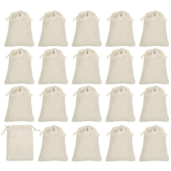 REGALWOVEN Coin Sacks Bag Bank Deposit Change Transit Bags with Drawstring Beige