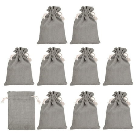 REGALWOVEN 5.5 x 3.94 inch Coin Sacks Bag, Bank Deposit Change Transit Bags with Drawstring Gray 10 Pcs
