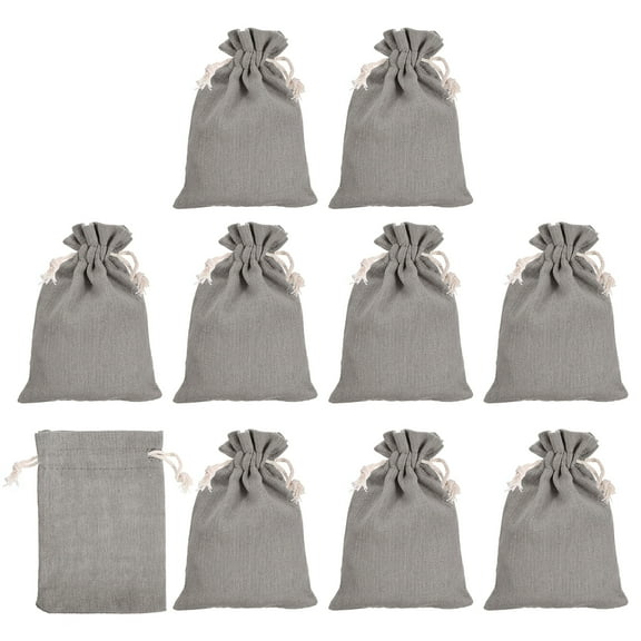 REGALWOVEN 5.5 x 3.94 inch Coin Sacks Bag, Bank Deposit Change Transit Bags with Drawstring Gray 10 Pcs