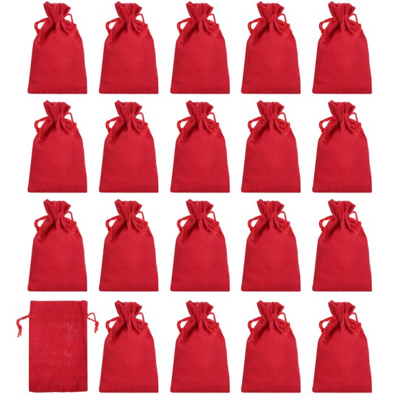 REGALWOVEN Coin Sacks Bag Bank Deposit Change Transit Bags with Drawstring Red