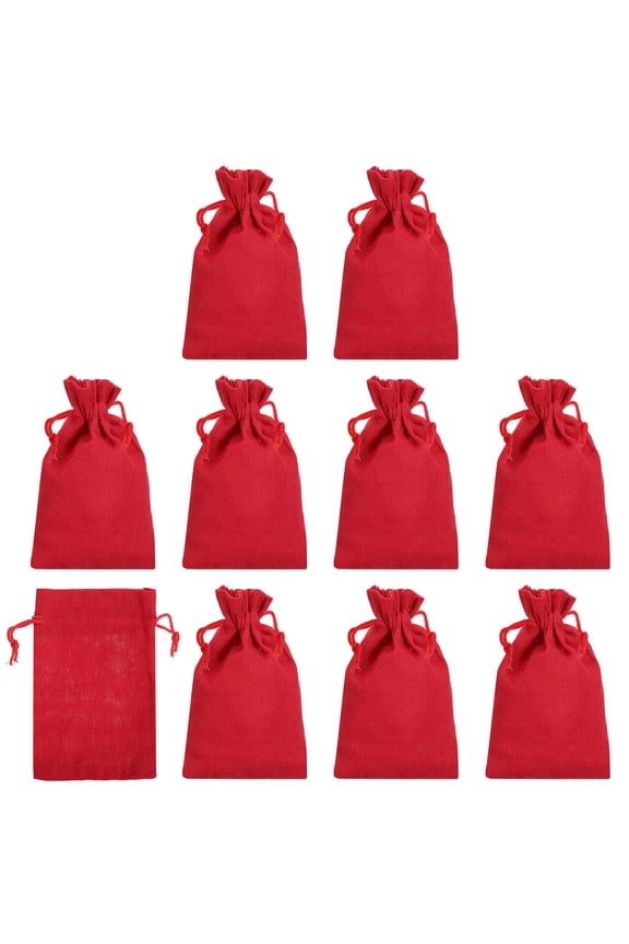 REGALWOVEN Coin Sacks Bag, Bank Deposit Change Transit Bags with Drawstring Red