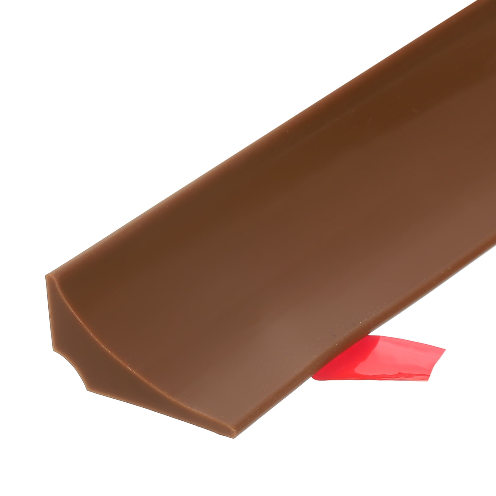 Sourcing Map Collapsible Shower Barrier, 197 Inch Silicone Water Splash Guard Strip 0.8 Inch W 0.5 Inch H Self Adhesive Water Stopper Barrier Dry And Wet Separation For Bathroom, Brown