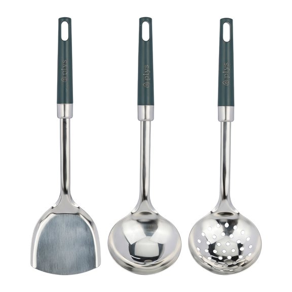 REGALWOVEN Cooking Utensil Set, Stainless Steel Color-Blocking Kitchen Gadgets Green-Silver 3
