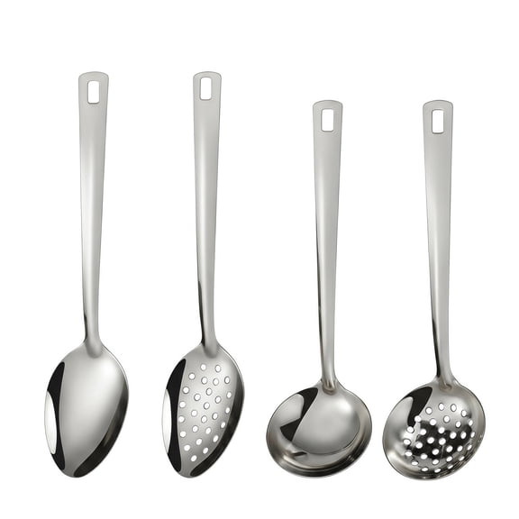 REGALWOVEN Cooking Utensil Set, Stainless Steel Kitchen Utensils, Cooking Spoon for Non Stick Cookware, Kitchen Gadgets for Home Silver ["4Pcs"]