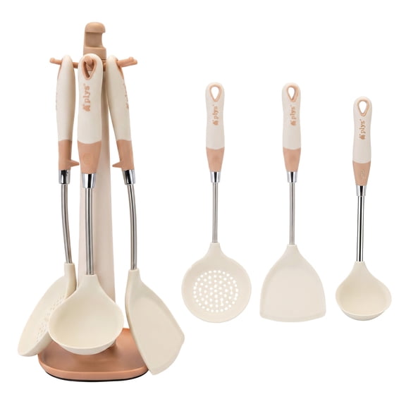 REGALWOVEN Cooking Utensil Set, Stainless Steel Kitchen Utensils with Silicone, Essential Kitchen Gadgets for Home, Cooking or Gift White-Silver 4