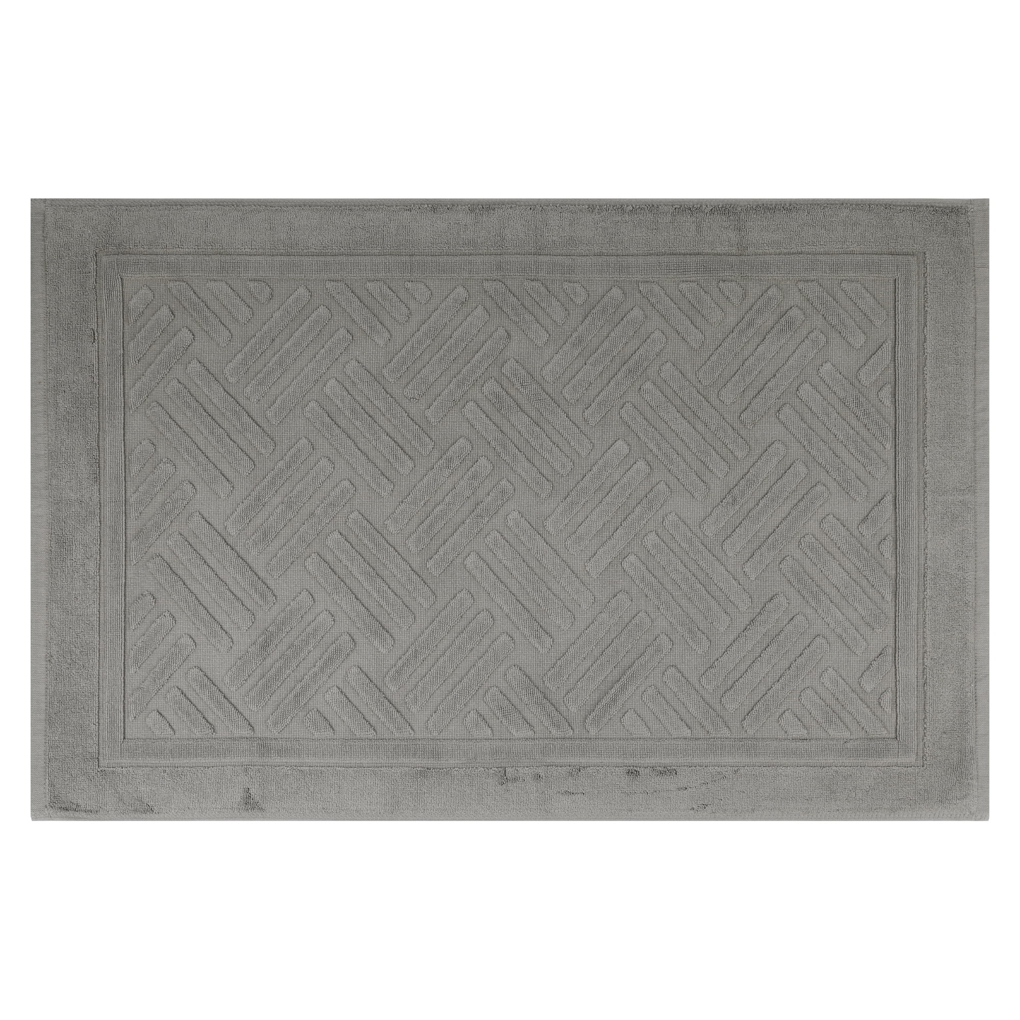 REGALWOVEN Cotton Bath Mat Towel, Luxury Absorbent Floor Rug for Hotel Spa Shower Bathroom Towels Grey 16" x 24"