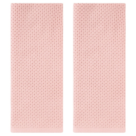 REGALWOVEN Cotton Hand Towel Set, 13" x 30" Solid Waffle Hand Towels, Soft Towels for Bathroom, Hotel and Spa Pink 2-Piece