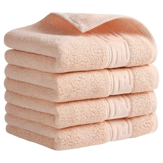 REGALWOVEN Cotton Hand Towels, 13" x 29" Solid Soft Absorbent Hand Towel for Bathroom, Kitchen Pink 4-Piece