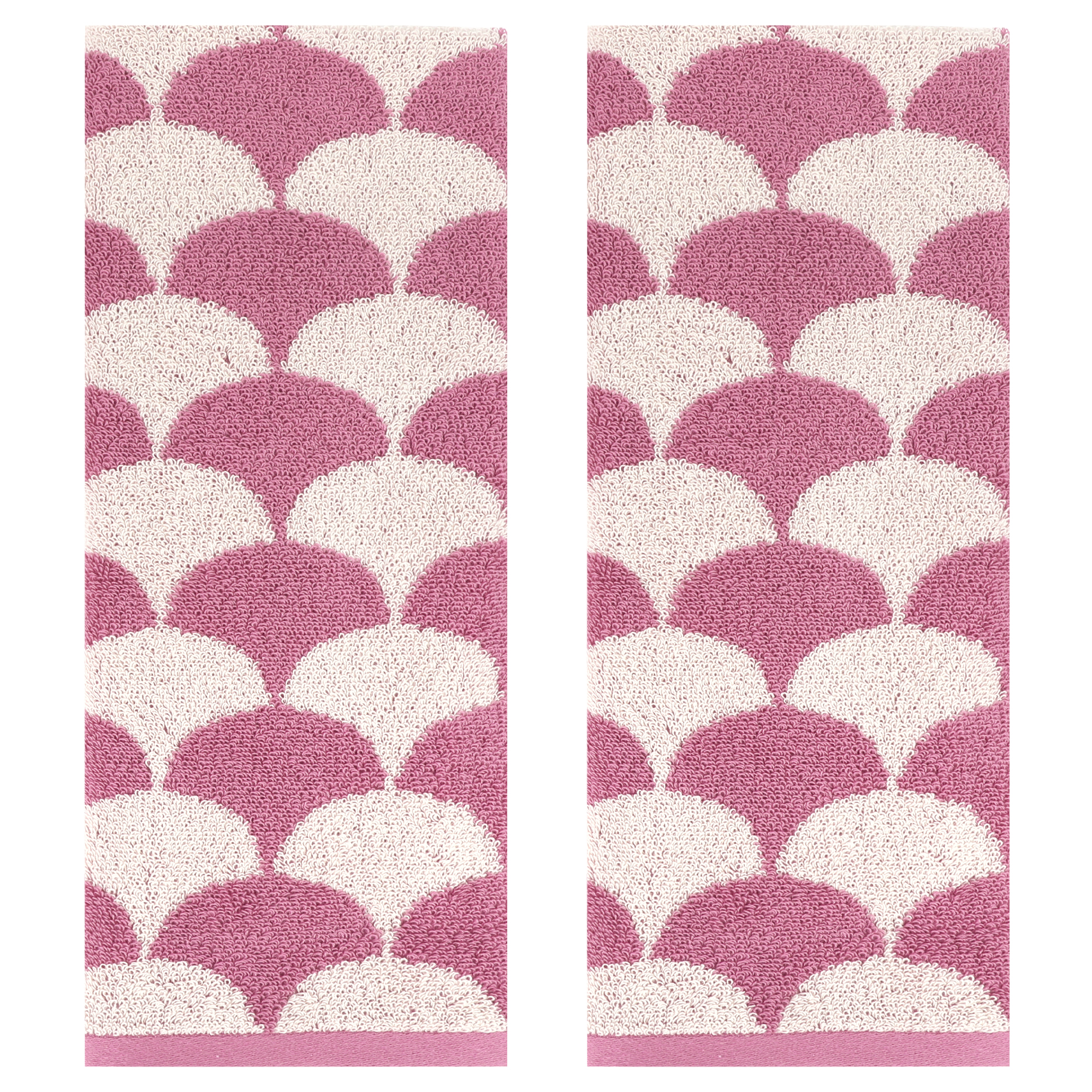 REGALWOVEN Cotton Hand Towels, Geometric Absorbent Soft Decorative Hand Towel for Bathroom, Hand, Face, Gym, Spa Pink 2-Piece