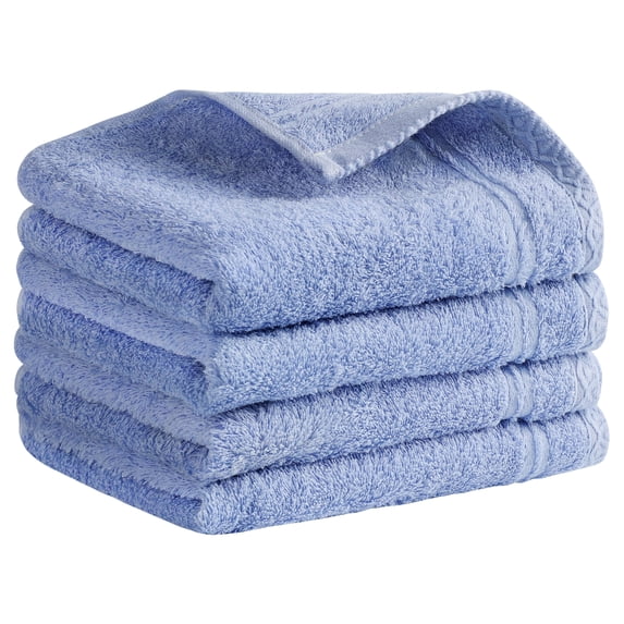 REGALWOVEN Cotton Hand Towels, Solid Soft Absorbent Hand Towel for Bathroom, Kitchen Face Washing Home Gifts Blue 4-Piece