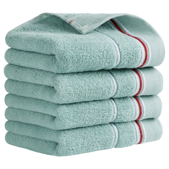 REGALWOVEN Cotton Hand Towels, Solid Soft Absorbent Hand Towel for Bathroom, Kitchen Face Washing Home Gifts Light Blue 4-Piece