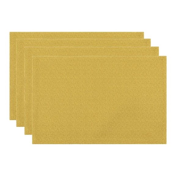 REGALWOVEN Cotton and Linen Placemats, Set of 4 Rustic Placemats for Dining Table Decor Washable Kitchen Table Mat Wipe Clean Golden Yellow 18.1x11.8inch