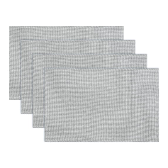 REGALWOVEN Cotton and Linen Placemats, Set of 4 Rustic Placemats for Dining Table Decor Washable Kitchen Table Mat Wipe Clean Light Gray 18.1x11.8inch