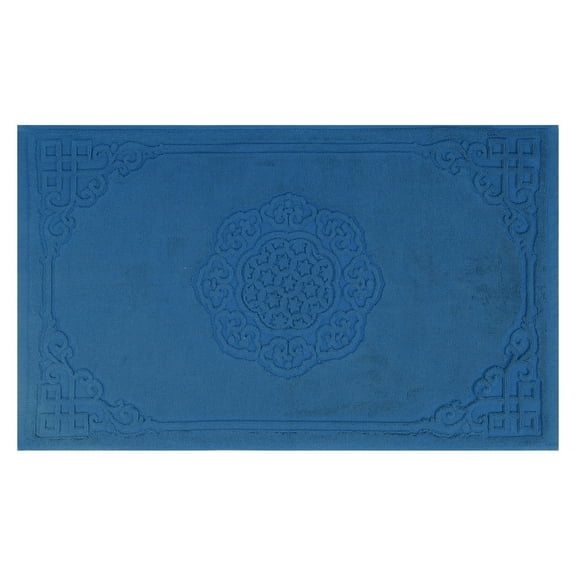REGALWOVEN Cotton Rug Bath Mats, Absorbent and Lightweight Shower Bathroom Floor Towel Blue 18" x 30"