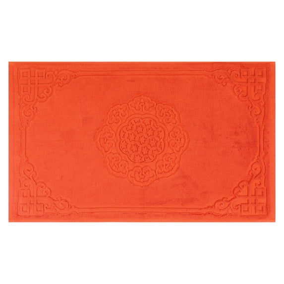 REGALWOVEN Cotton Rug Bath Mats, Absorbent and Lightweight Shower Bathroom Floor Towel Orange 18" x 30"