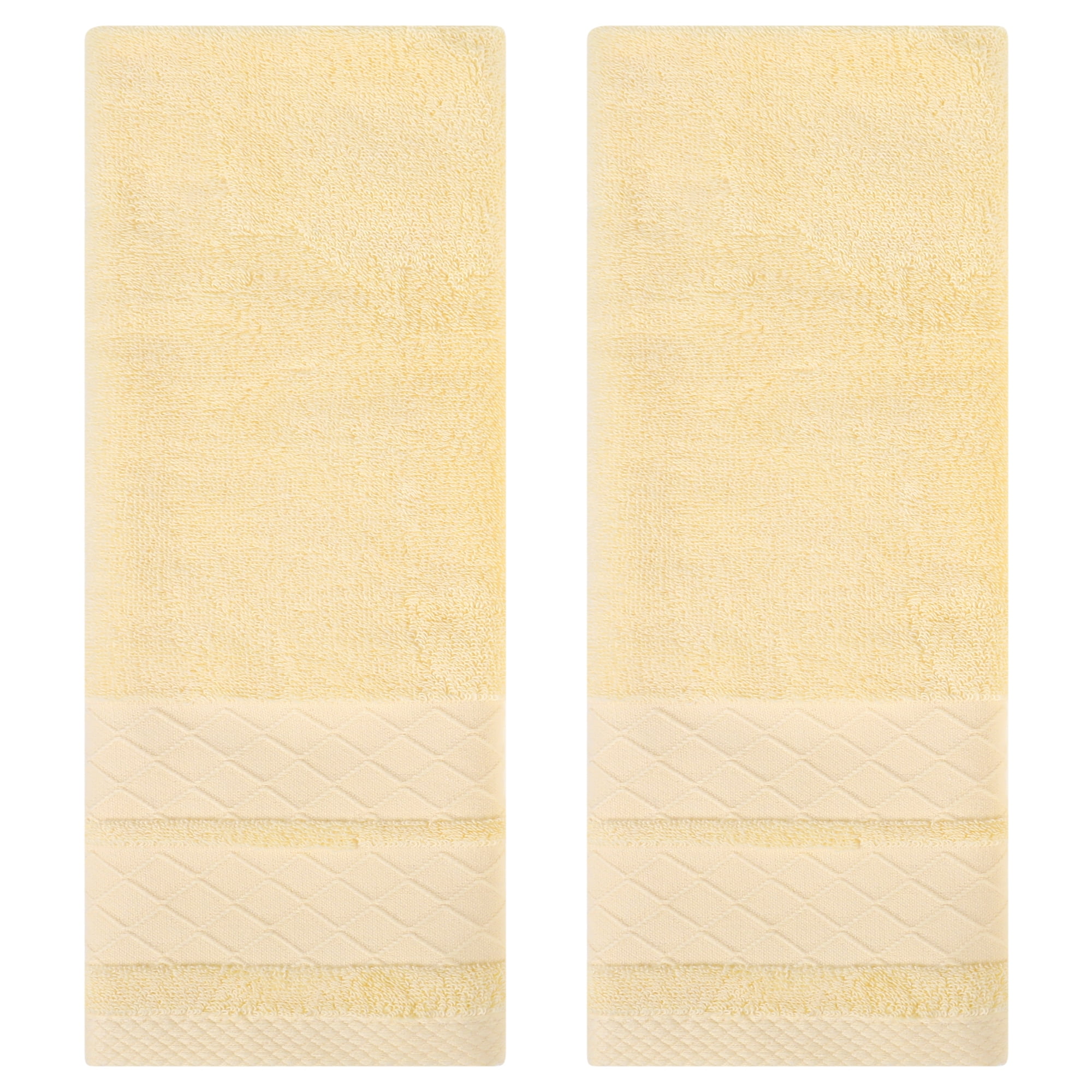 REGALWOVEN Cotton Soft Decorative Hand Towels, Geometry Pattern Hand Towel for Bathroom, Kitchen, Hotel Cream 2 Piece