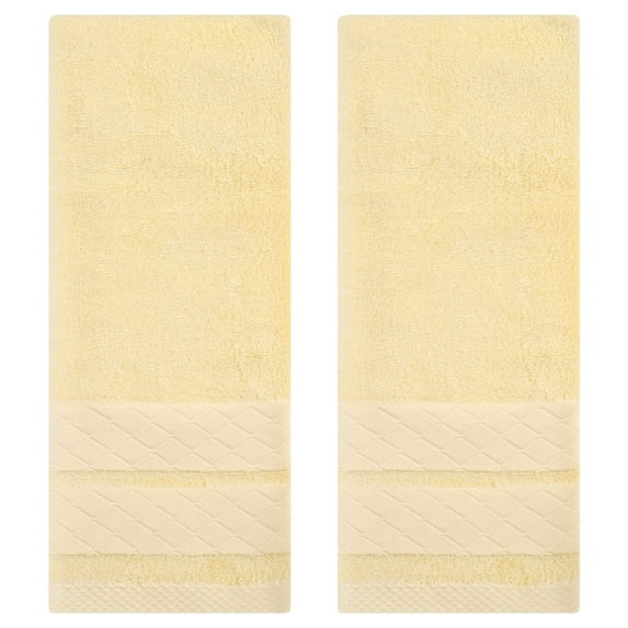 REGALWOVEN Cotton Soft Decorative Hand Towels, Geometry Pattern Hand Towel for Bathroom, Kitchen, Hotel Cream 2 Piece