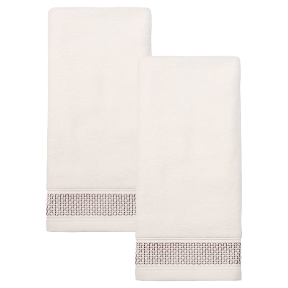 REGALWOVEN Cotton Waffle Textured Hand Towels, 13" x 29" Soft Absorbent Decorative Hand Towel for Bathroom, Gym, Spa, Hotel, Home Milky White 2pk