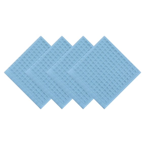 REGALWOVEN Cotton Waffle Washcloths, Soft, Quick Dry & Lint-Free Face Cloths for Bathroom, Kitchen, Absorbent Reusable Washcloth Set 13" x 13" Blue 4pk