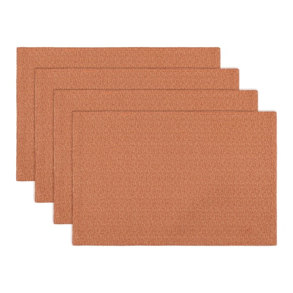 REGALWOVEN Cotton and Linen Placemats, Set of 4 Rustic Placemats for Dining Table Decor Washable Kitchen Table Mat Wipe Clean Orange 18.1x11.8inch