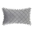 thumbnail image 1 of REGALWOVEN Couch Pillow Cases 1 Pack Soft Pom-poms Velvet Throw Pillow Covers for Farmhouse Home Decor Grey 12" x 20", 1 of 6