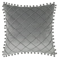 REGALWOVEN Couch Pillow Cases 1 Pack Soft Pom-poms Velvet Throw Pillow Covers for Farmhouse Home Decor Grey 18" x 18"