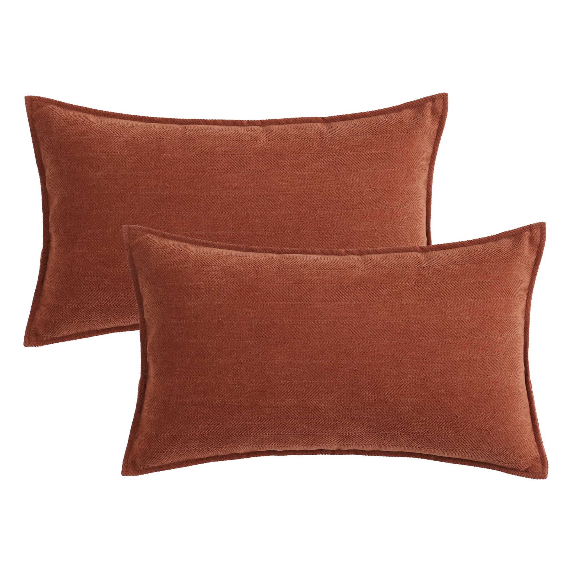 REGALWOVEN Couch Throw Pillow Covers Set of 2, Decorative Soft Chenille Covers with Elegant Design for Sofa Living Room Home Decor Sienna Color 12" x 20"