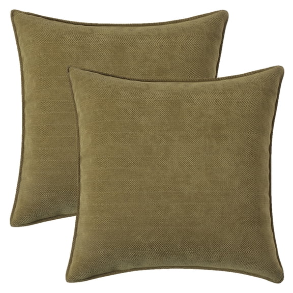 REGALWOVEN Couch Throw Pillow Covers Set of 2, Decorative Soft Chenille Covers with Elegant Design for Sofa Living Room Home Decor Green 16" x 16"
