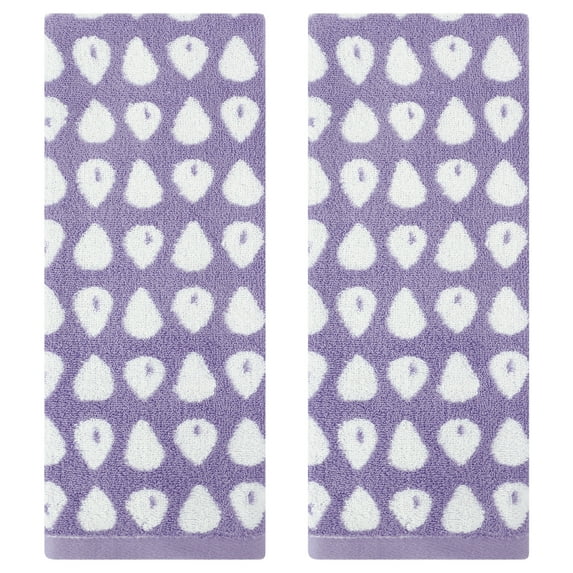 REGALWOVEN Cute Cartoon Hand Towel Set, 14" x 30" Pure Cotton Hand Towels, Soft Absorbent Decorative Towels for Home, Bathroom Purple 2-Piece