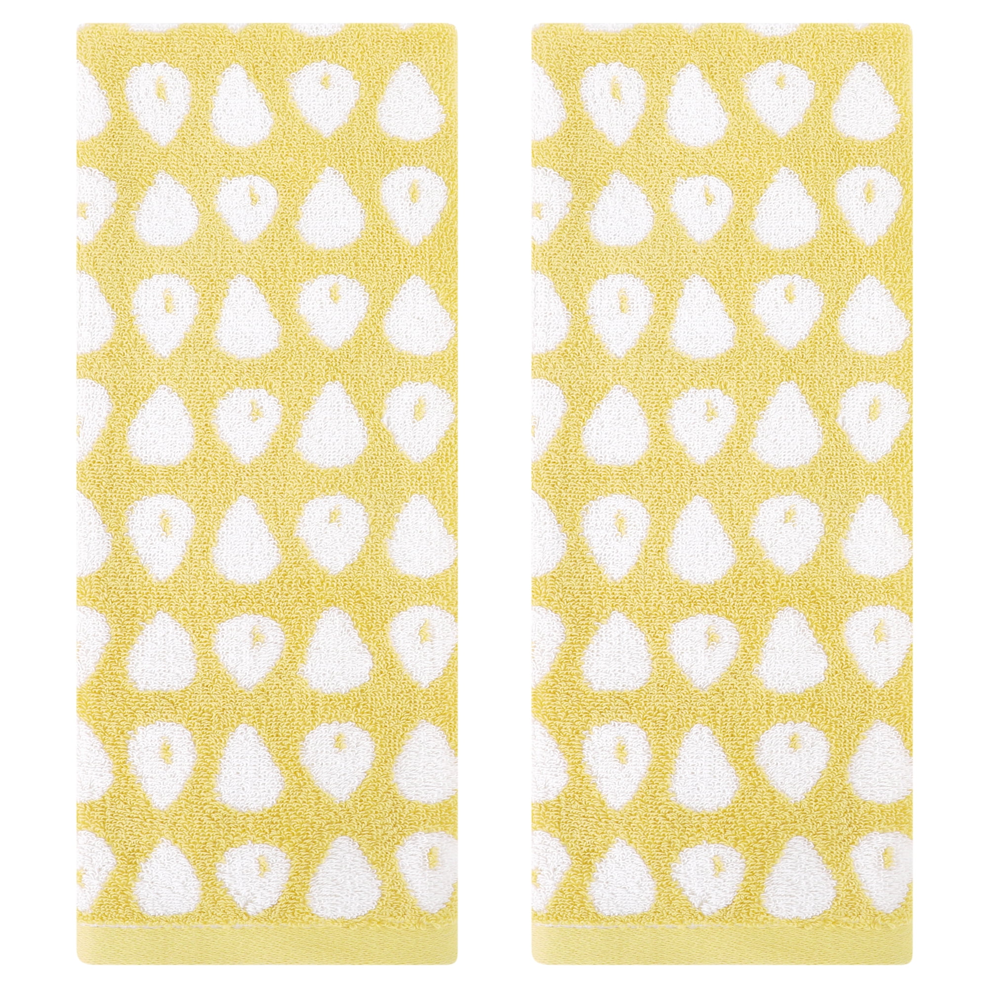REGALWOVEN Cute Cartoon Hand Towel Set, 14" x 30" Pure Cotton Hand Towels, Soft Absorbent Decorative Towels for Home, Bathroom Yellow 2-Piece