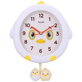 REGALWOVEN Cute Duck Wall Clock, Cartoon Animal Silent Non Ticking Clock for Office, Home, Bathroom, Bedroom, School, Living Room White 15 x 12 x 2 inch