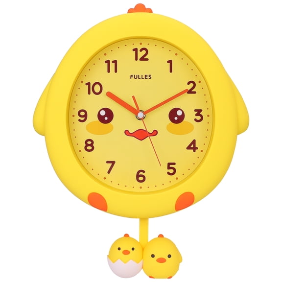 REGALWOVEN Cute Duck Wall Clock, Cartoon Animal Silent Non Ticking Clock for Office, Home, Bathroom, Bedroom, School, Living Room Yellow 15 x 12 x 2 inch
