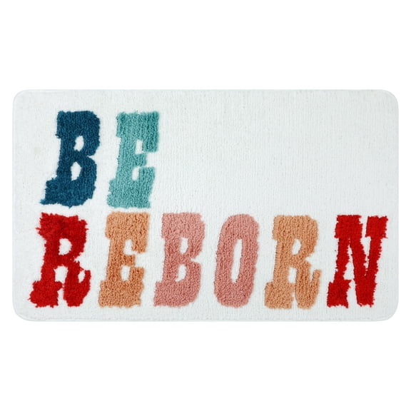 REGALWOVEN Cute Letter Pattern Bathroom Rugs, Soft and Absorbent Bath Mat Beige 16" x 24"