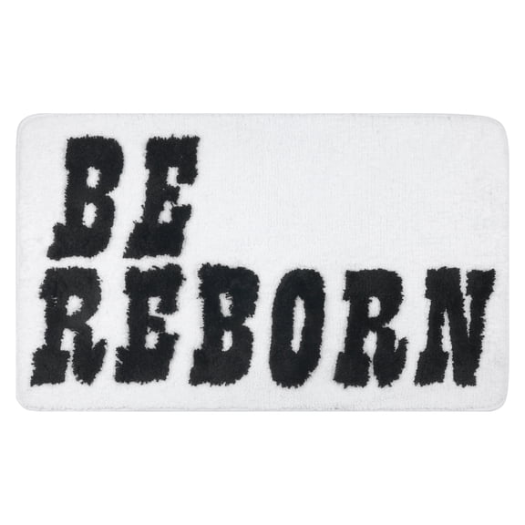 REGALWOVEN Cute Letter Pattern Bathroom Rugs, Soft and Absorbent Bath Mat White 16" x 24"
