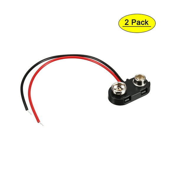 REGALWOVEN DC 9V Battery Clip T type Connector 3.93" Long Wire 2 Pack