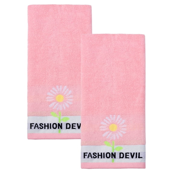 REGALWOVEN Daisy Jacquard Hand Towels 29" x 13", Floral Decorative Absorbent Towels for Home, Bathroom, Kitchen Pink 2pk