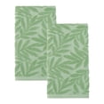 thumbnail image 1 of REGALWOVEN Decorative Embossed Leaf Hand Towels, Pure Cotton, Ultra Soft & Absorbent 28 x 16 Inch Bathroom Towel Set for Spa, Gym, Guest Room Green 2pk, 1 of 7