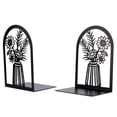 thumbnail image 1 of REGALWOVEN Decorative Floral Metal Bookends, Flower Design Book Ends for Shelves, Non-Skid Book Stopper for Home & Office, 2Pcs Black Style C 4.7"L x 3.5"W x 7"H, 1 of 6