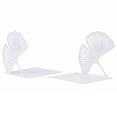 thumbnail image 1 of REGALWOVEN Decorative Metal Bookends, Leaf Design Book Ends for Shelves, Non-Skid Botanical Book Stopper for Home Office, 2Pcs White 4.9"L x 4.9"W x 4.9"H, 1 of 6