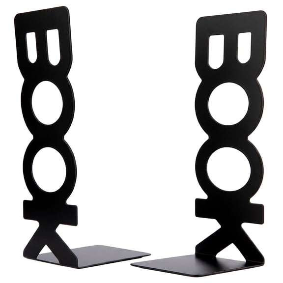 REGALWOVEN Decorative Metal Bookends, Modern Geometric Book Ends for Shelves, Non-Skid Book Stopper for Office Home, Black, 2Pcs Black 3"L x 3.1"W x 8.5"H