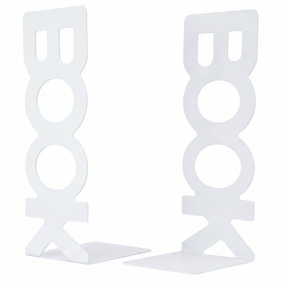 REGALWOVEN Decorative Metal Bookends, Modern Geometric Book Ends for Shelves, Non-Skid Book Stopper for Office Home, Black, 2Pcs White 3"L x 3.1"W x 8.5"H